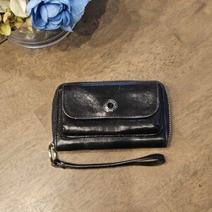 Chic Black Leather Wristlet Wallet